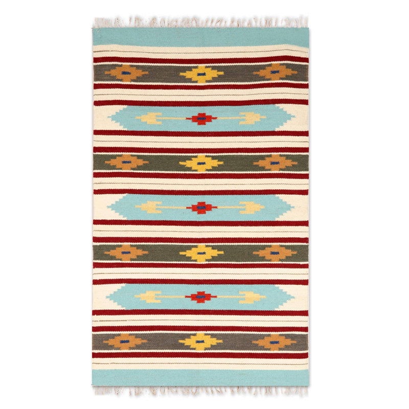 Tapis vert en laine Kilim fabriqué à la main Christa Southwestern