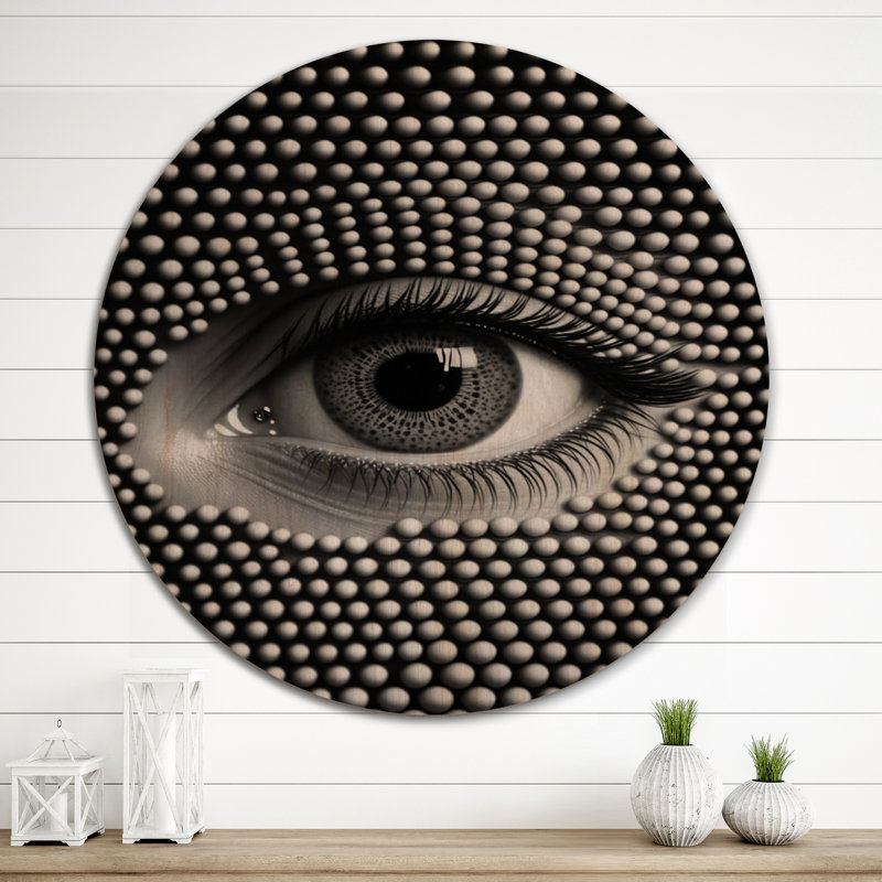 «Eye in Circular Infinity II», art mural moderne en bois géométrique - bois de pin naturel, H 29 po x l 29 po x P 1 po