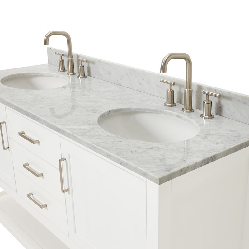 Bayhill 73'' W Double Vanity, 61", White, Oval