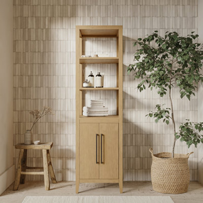 Alsup Solid Wood Freestanding Linen Cabinet