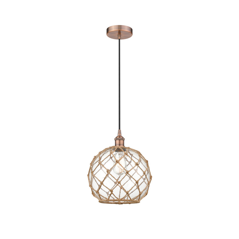 Luminaire suspendu simple à 1 lumière Larocque, Clair/Brun, Rose