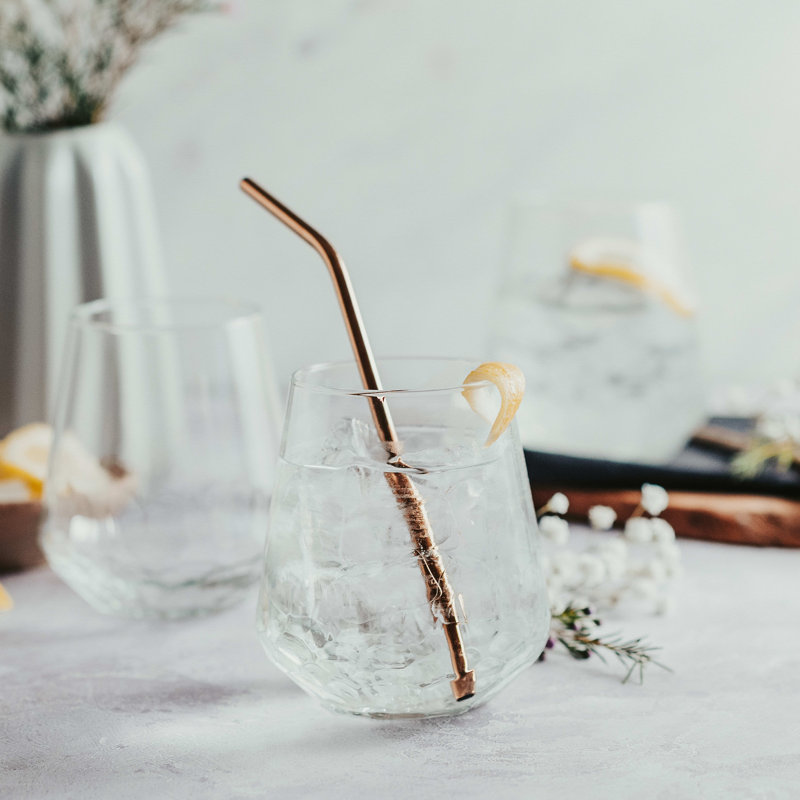 Hammered Libbey Base All-Purpose Stemless Wine Glasses