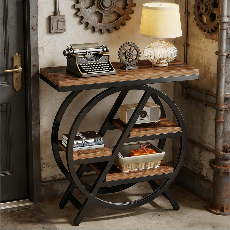 Table de collation unique, table de bout compacte, table d'appoint, Brun rustique