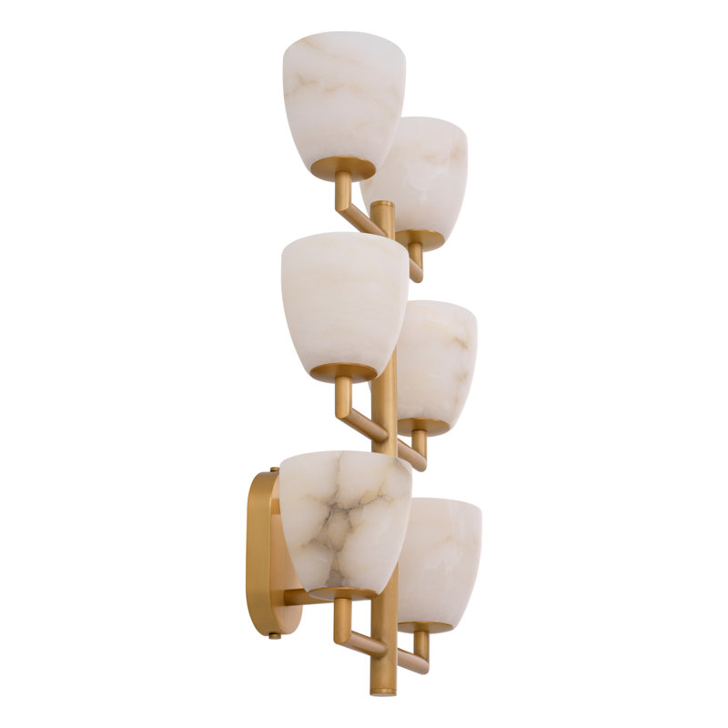 Wall Lamp Valerius Alabaster Antique Brass Finish