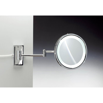 Miroir grossissant et contemporain en cuir brun