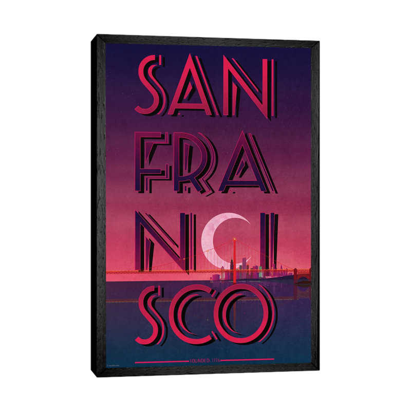San Francisco - Print on Canvas, 66.04 cm H x 45.72 cm W, Black Framed