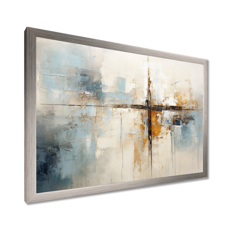 «Minimalisme Christianity Cross Dream I», art mural, H 24 po x l 32 po, Impression encadrée, Argent argent
