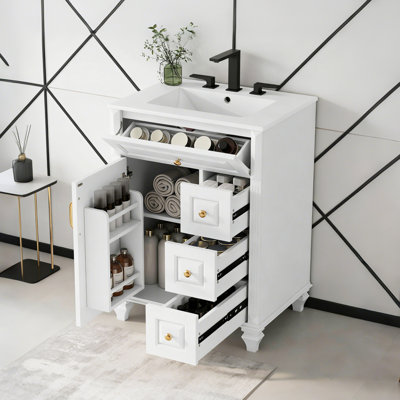 24 Inch Bathroom Vanity With Ceramic Sink