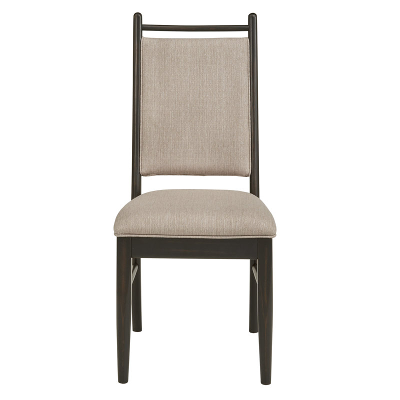 Cipolla Wood Finish Beige Fabric Dining Chair, Black