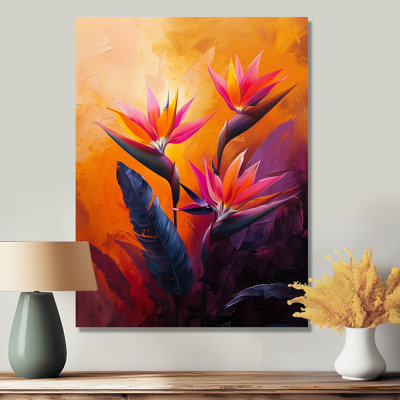Rose, mauve, coucher de soleil, symphonie, oiseau du paradis - Art mural oiseaux du paradis