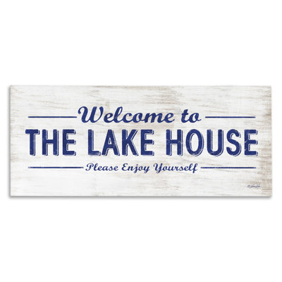 Lakehouse Welcome Sign Enjoy Yourself by Lauren Rader - Graphic Art Print -  Stupell Industries, ab-448_cn_20x48