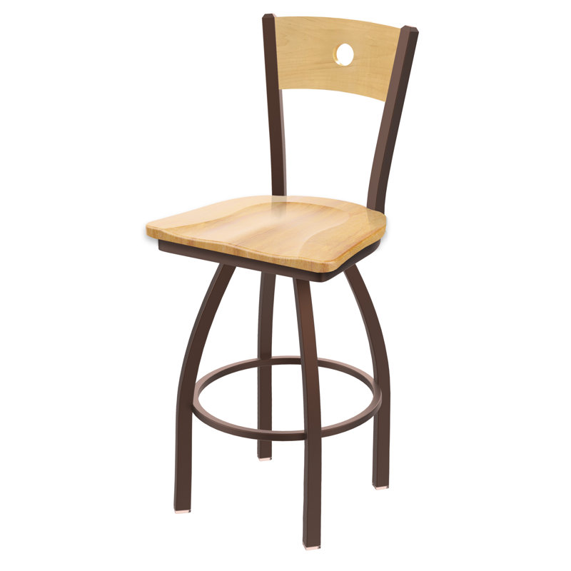 Tabouret tournant 25 "Voltaire, Bronze, Bois - Érable naturel, Tabouret de comptoir (siège d'une hauteur de 25 p