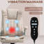 Chaise vibrante de massage et de chaleur en blanc crème, avec hauteur d'accoudoir réglable, hauteur de réflexion stratégique, rotation en douceur et pliable