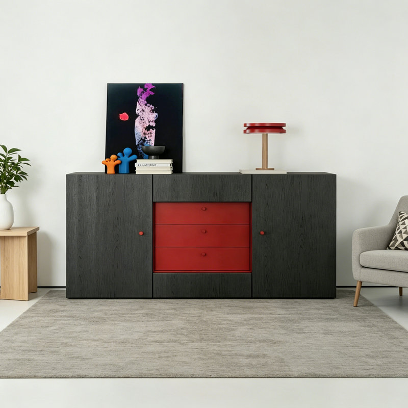 Buffet simple et moderne de style italien, H 33,4 po x l 63 po x P 15,7 po