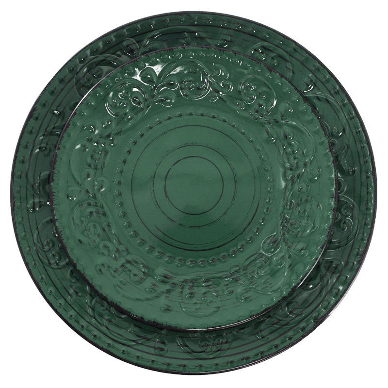  Radiance Ocean Bloom 16-Piece Dinnerware Set, Green