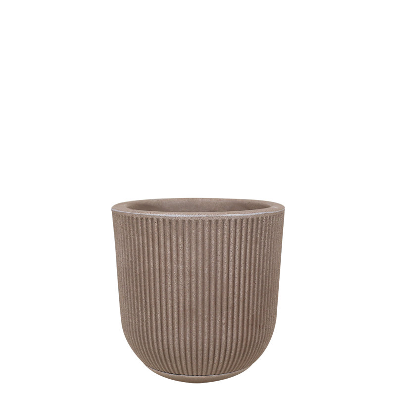 Ciya ECOBO Eco-Friendly Round Pot Planter, Garoa Indoor/Outdoor Four Season Use, Light Brown, 11.4" H x 11.4" W x 11.4" D
