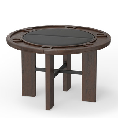 Dining and Game Table with Faux Leather Insert