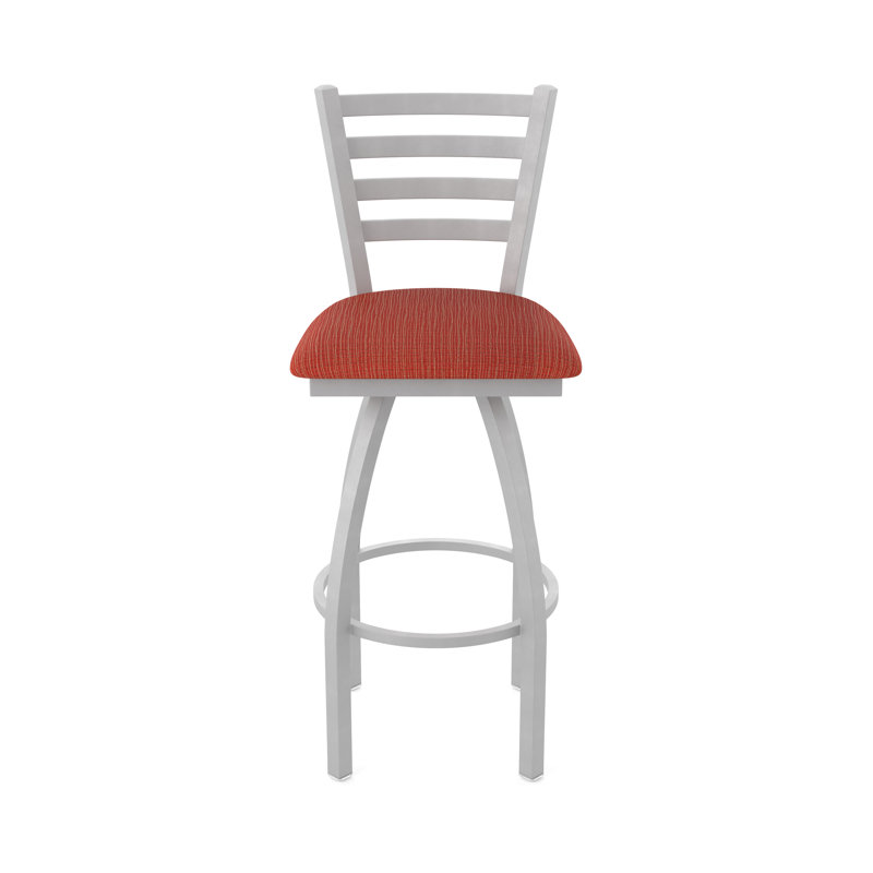 Jackie Swivel Stool, Anodized Nickel, Bar Stool (30" Seat Height), Fabric-Graph Poppy