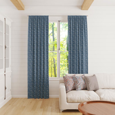 Navy Blue White Geometric Curtains
