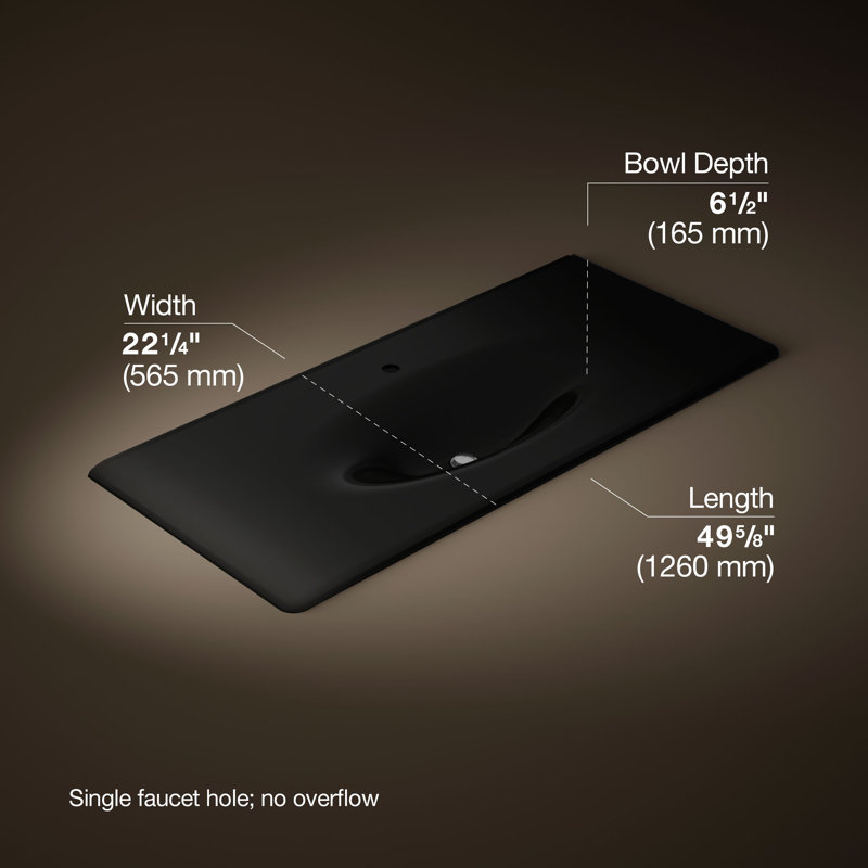 Plateau de meuble-lavabo simple 50 po Iron Impressions®, Simple, Noir