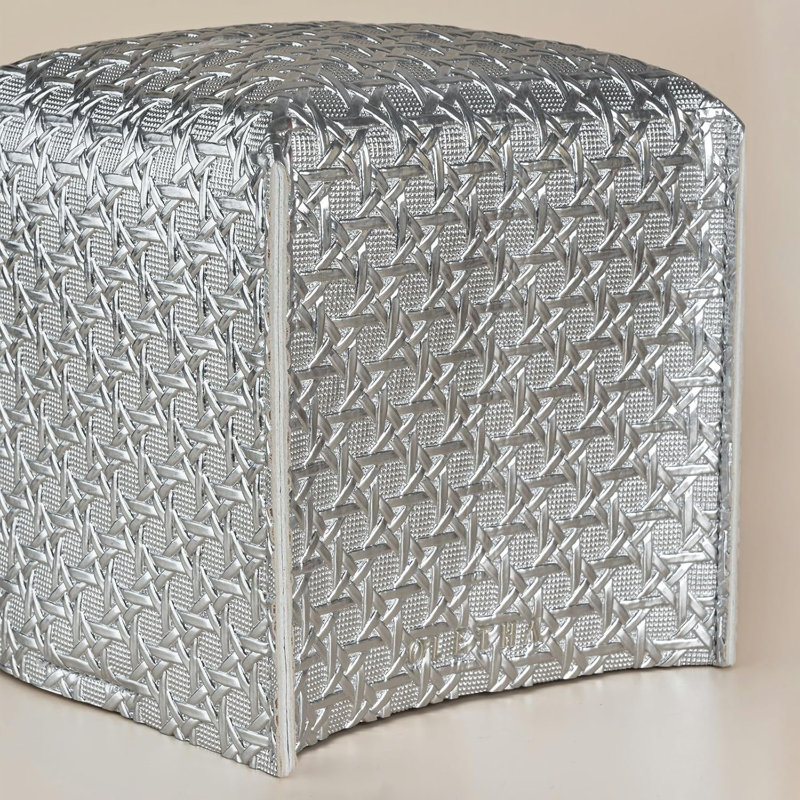 Square Tissue Box Cover - Aesthetic Desk Decor For Room, Home & Office - Tissues Cube Boxes Holder - Lattice Textured, Silver