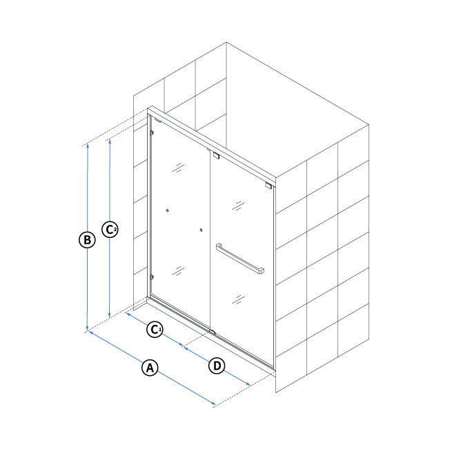 DreamLine Encore 56-60 in. W x 76 in. H Semi-Frameless Bypass Sliding Shower Door
