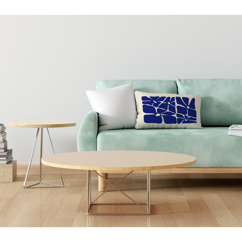 Polyester Lumbar Rectangular Indoor/Outdoor Pillow Cover & Insert, Navy Blue