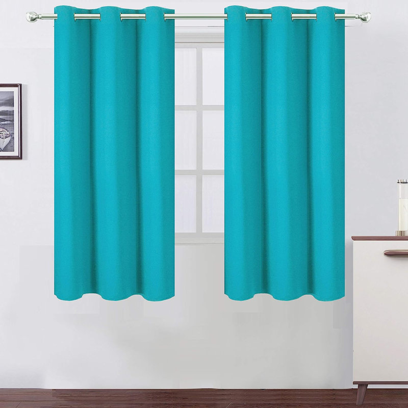 Erfried Blackout Curtain Pair, 42" W x 63" L, Turquoise