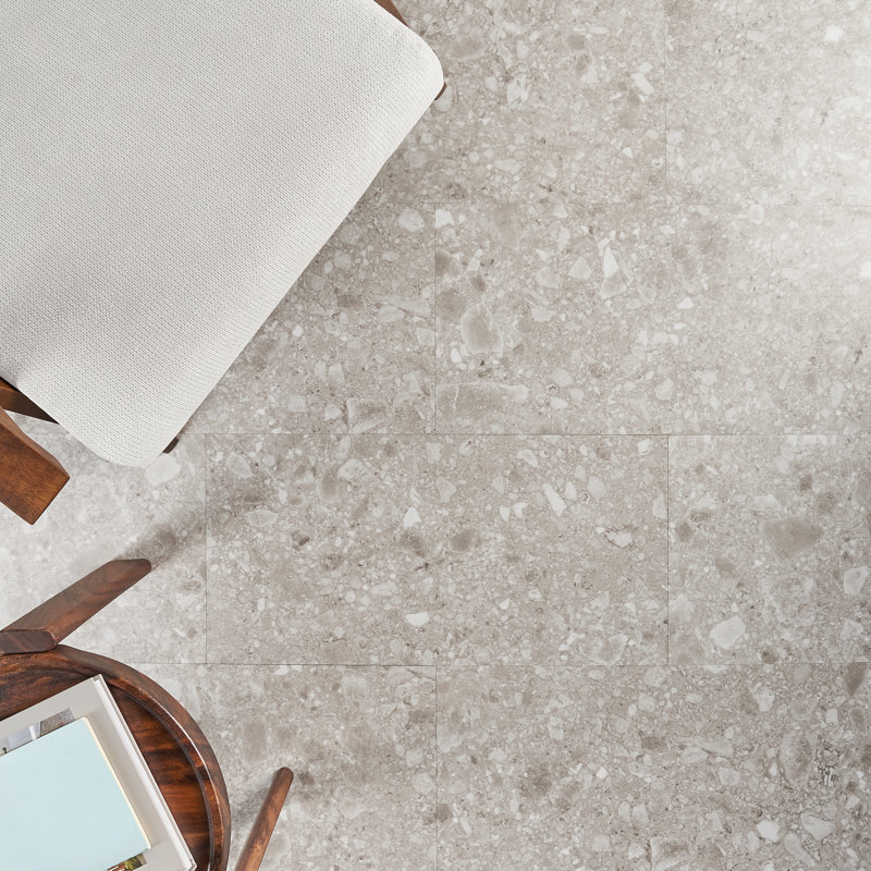 Stonehenge Rizzo LVT 12MIL 12" W x 24" L Terrazzo Look Glue Down Luxury Vinyl Tile, Gray