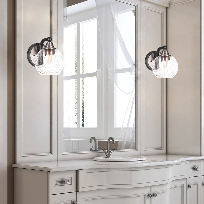 Ahern 1-Light Wall Sconce, Matte Black/Brushed Nickel
