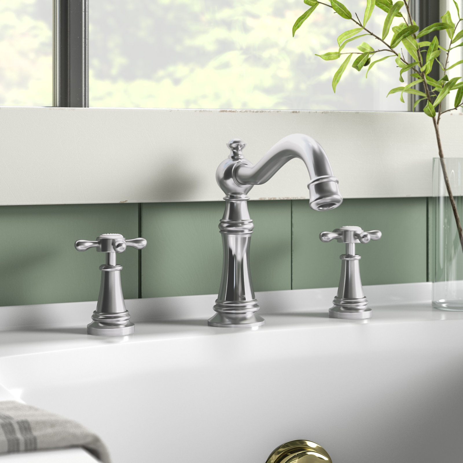 Weymouth Deck-Mounted Roman Tub Faucet Trim, Brushed Nickel