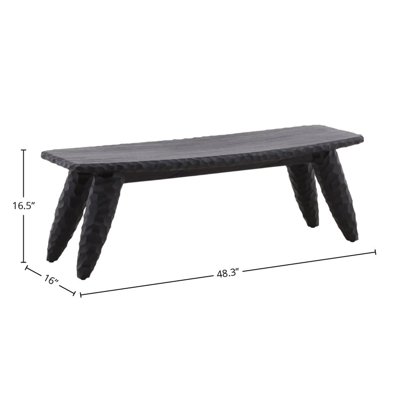 Quillan Mindi Wood Bench, Black