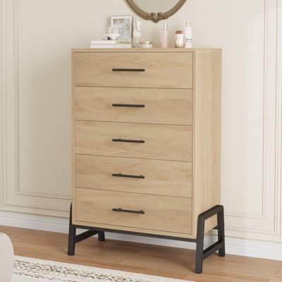 Freestanding Tall Drawer Dresser with Storage, Wooden Closet Storage Chest