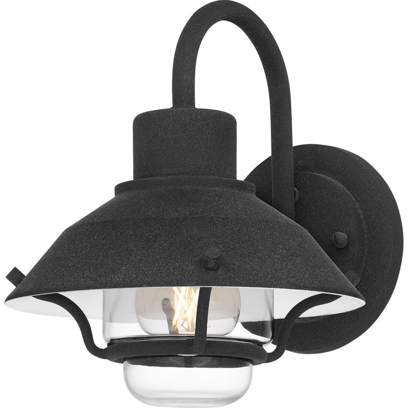 Adamm 1-Light Mottled Black Outdoor Wall Lantern, 9.5" H x 8" W x 9.25" D