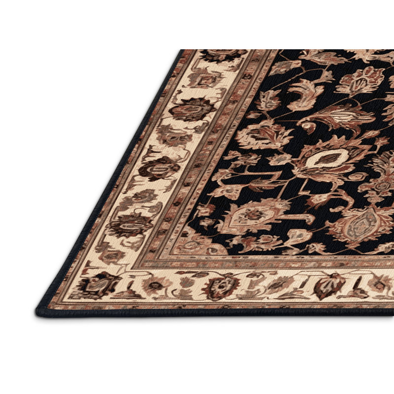 Machine Washable Persian Brown Area Rug, Round 7'