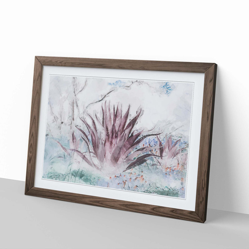 Wild Aloe Vera Succulent in Abstract - Framed Print, Walnut, 40cm H x 60cm W x 2cm D