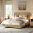 Queen Bed Frame With Headboard, Mid Century Modern Fluted Platform Bed, Boho Wooden Bed Base No Box Spring Needed-1785705768-1785705770
