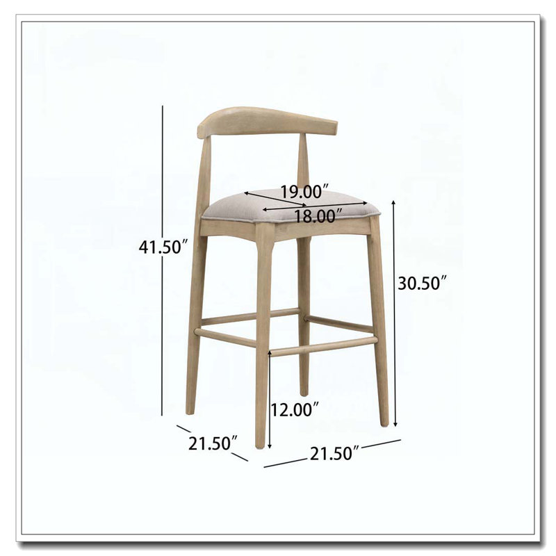 Tabouret de bar en bois, Gris, 30.5"