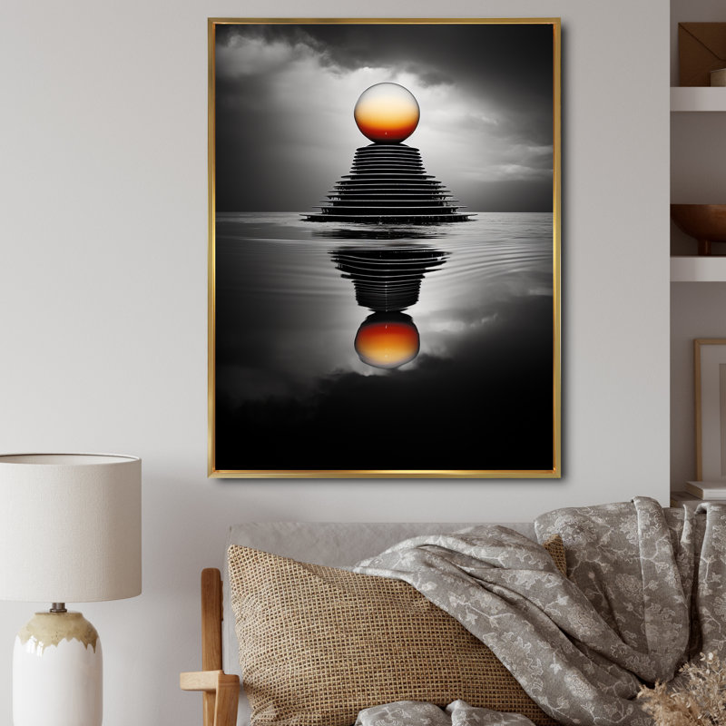 Grayscale Rainbow Reflection - reproduction sur toile, H 20 po x l 12 po x P 1 po, Cadre flottant doré