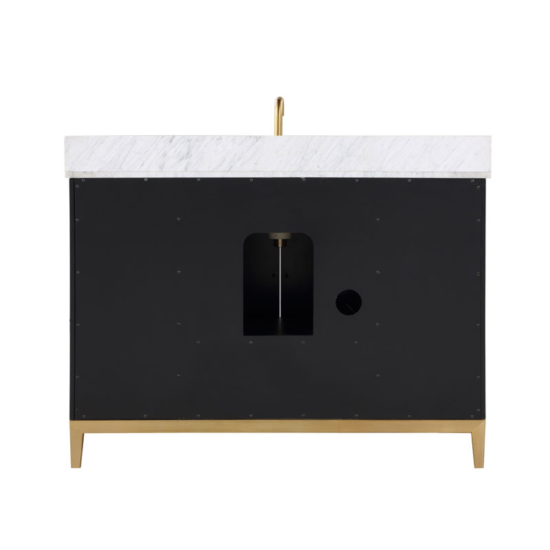 Gracie 48'' W Single Vanity, Carrara Marble, Midnight Black