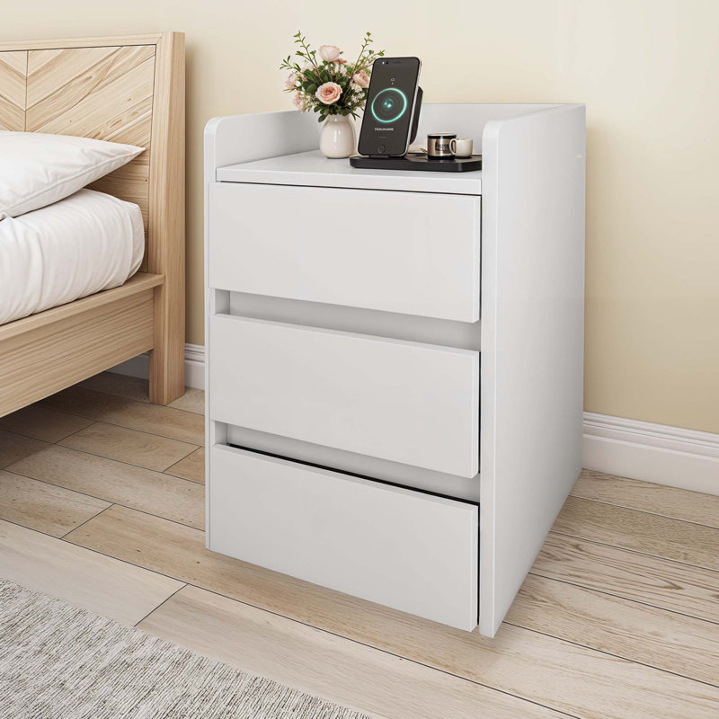 35cm W Bedside Table, White