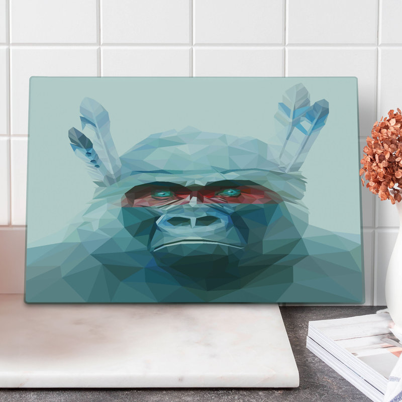 Ambesonne Psychedelic Cutting Board Large Size Wild Monkey Blue