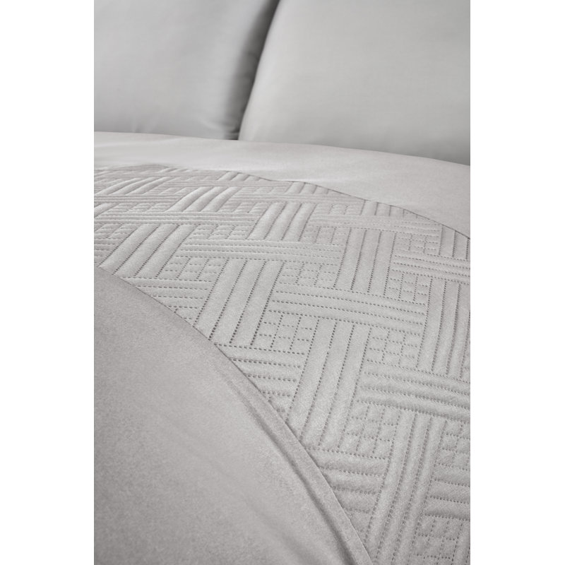 Nova Cotton Blend Geometric Duvet Cover Set, Grey, Kingsize