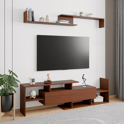 Alvaro 60.2" Floating TV Stand – 1‑Drawer Media Console with Open Shelves | Modern Wall‑Mounted Entertainment Center for 50–70" TVs