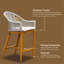 Ensemble de 2 tabourets de bar avec accoudoirs et dossier, chaises de bar à hauteur de comptoir d'extérieur avec coussin, tabourets de bar hauts en aluminium avec corde en textilène moderne, tabourets de bar pour le jardin, la piscine, le patio et la cuisine