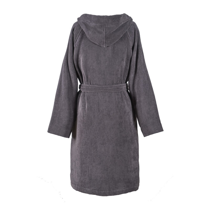 100% Cotton Terry Cloth Girl / Woman+ Mid-Calf Bathrobe, Dark Gray, L