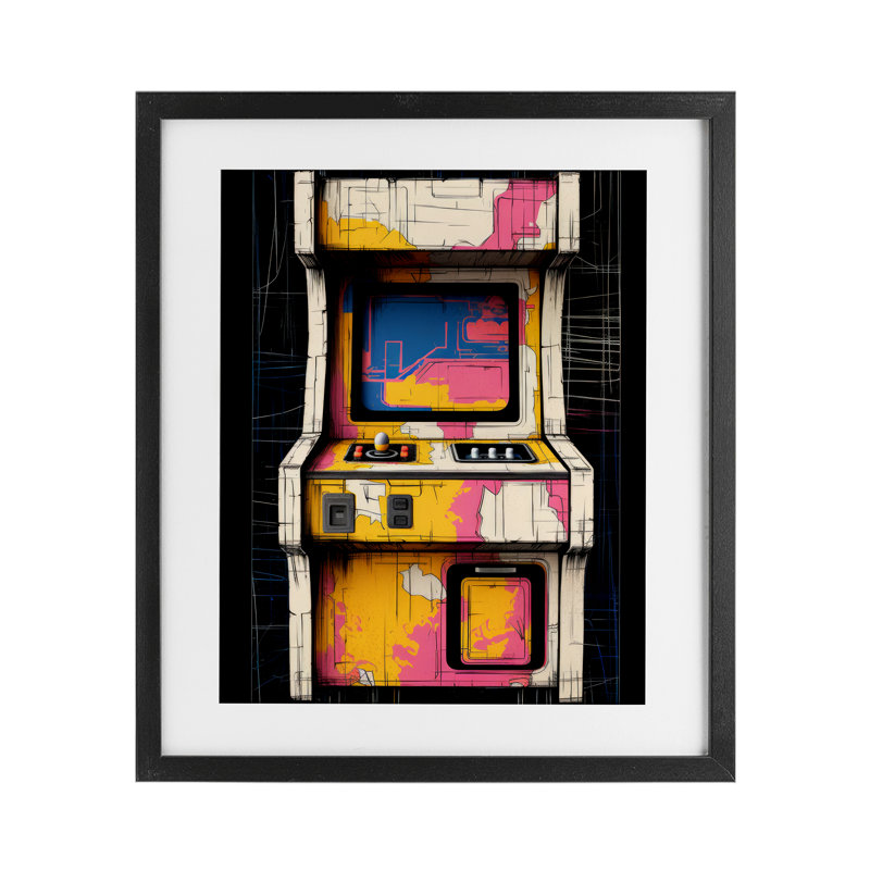 Impression rétro encadrée sous verre Joy Joy Jourays, conception par Lazar Studio, H 16 po x l 13 po, Cadre noir minuit