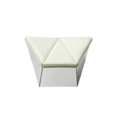 Repose-pieds blanc en cuir avec base en acier inoxydable