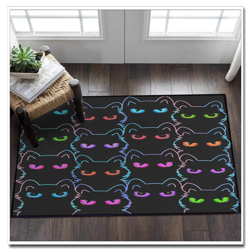 59"X39" Cute Black Cat Area Rug - Soft Kids Carpet For Boys Girls Bedroom Living Room Playroom Teen Room Decor