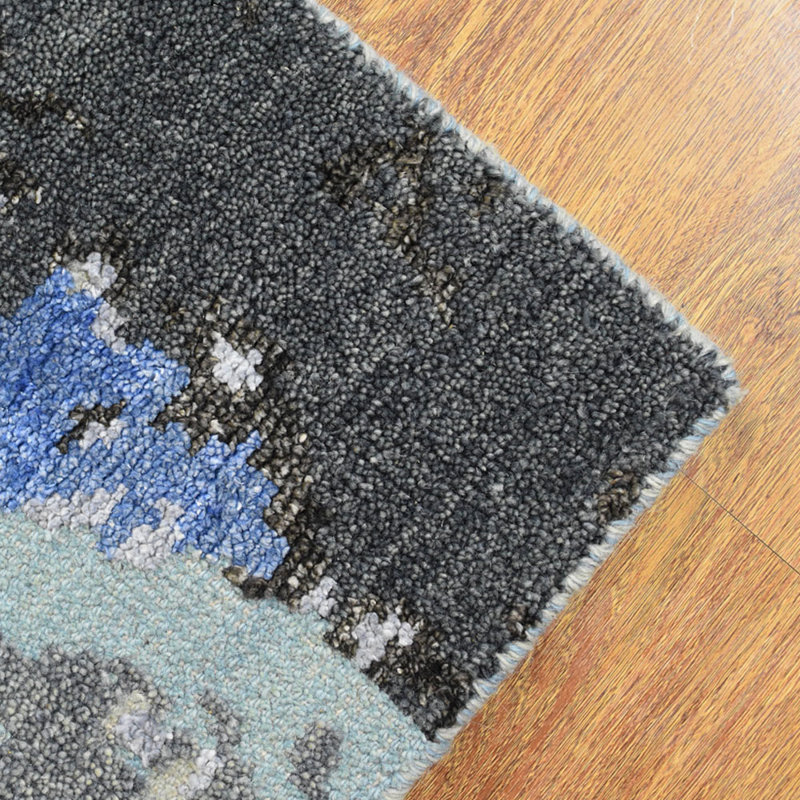 Tapis d'intérieur multicolore en laine et soie faits à la main, Rectangle 6 pi x 9 pi